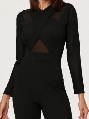 Bebe Black Mesh Peekaboo Jumpsuit